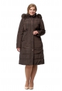 Женское пальто из текстиля с капюшоном, отделка песец 8016734