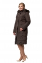 Женское пальто из текстиля с капюшоном, отделка песец 8016734-2