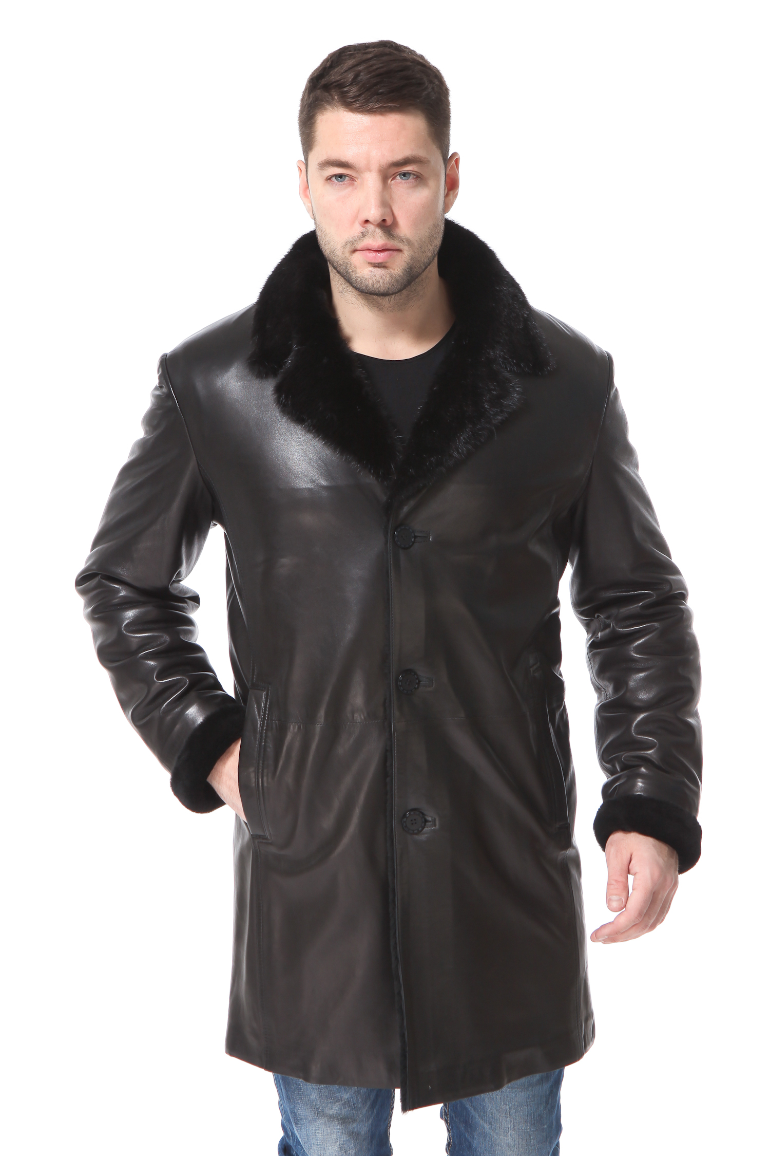 Кожаное дубленое пальто мужское Tip 718